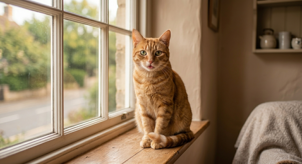 healthy vaccinated cat sitting peacefully